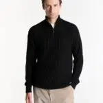 Sweater medio cierre acanalado