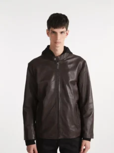 CAMPERA CUERO HOODIE DESMONTABLE