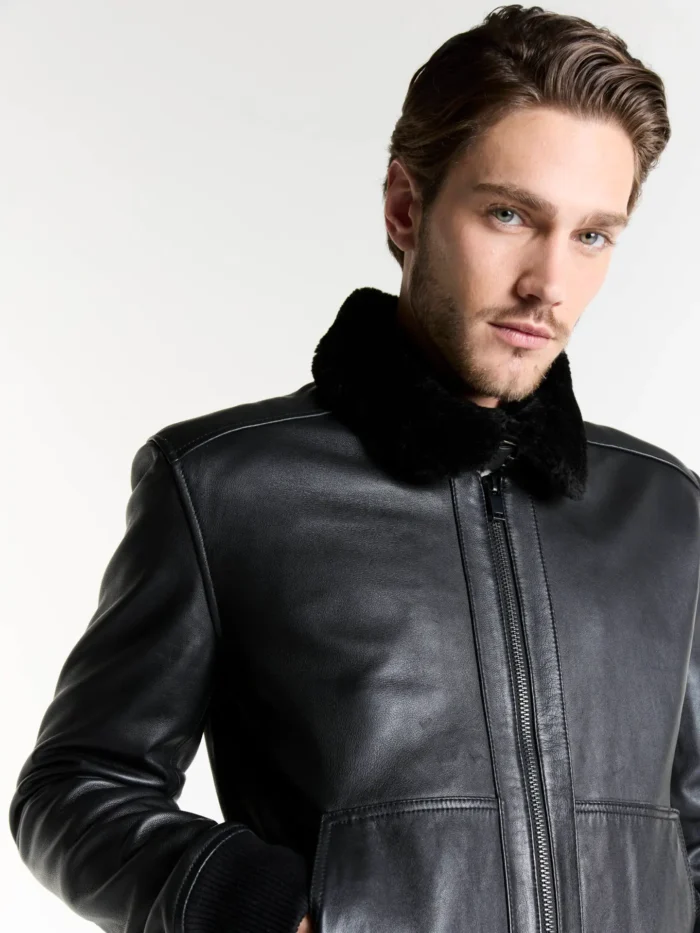 Campera de cuero con piel - Imagen 5