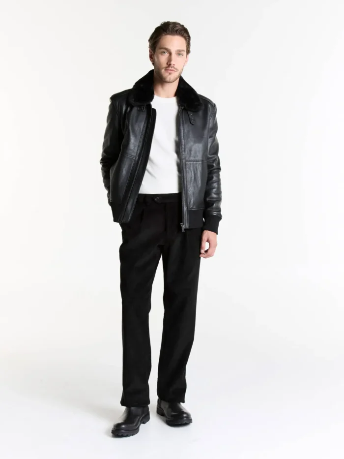 Campera de cuero con piel - Imagen 4