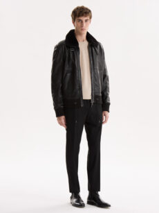 CAMPERA DE CUERO CON PIEL - Imagen 2