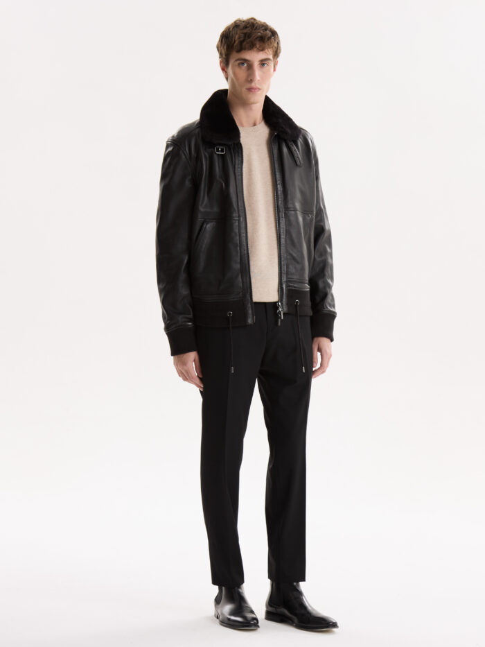 CAMPERA DE CUERO CON PIEL - Imagen 2