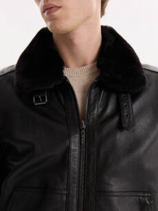 CAMPERA DE CUERO CON PIEL - Imagen 5
