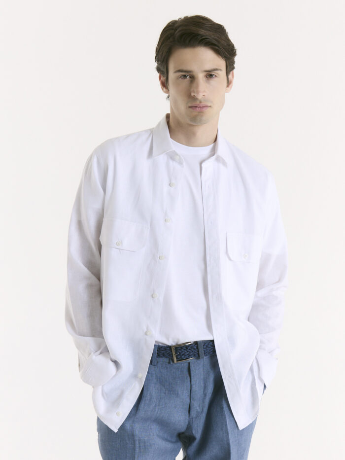 CAMISA CUE SOFT DOBLE BOLSILLO C/TAPA LINO/ALG
